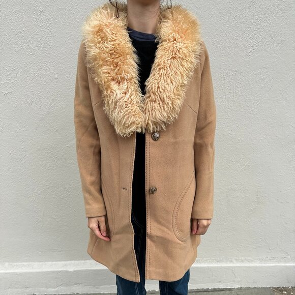 vintage coat with fur collar - Picture 1 of 7